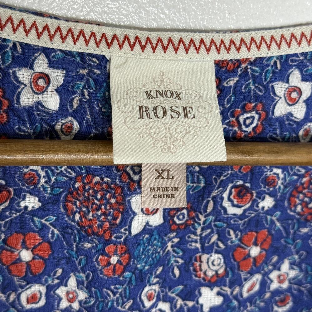 Knox Rose Navy Floral Square-Neck Bohemian Blouse - Picture 4 of 8